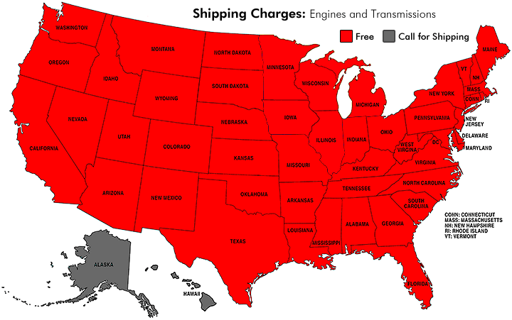 Free Shipping Map from GM Performance Motor