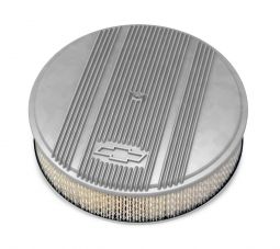 14" x 3" Air Cleaner Kit Holley GM Finned "Bowtie" Natural Finish w/paper filter