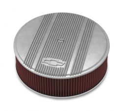 14" x 4" Air Cleaner Kit Holley GM Finned "Bowtie" Natural Finish w/Premium Filter