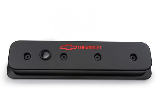 Small Block Aluminum Black Crinkle Valve Covers, Center Bolt