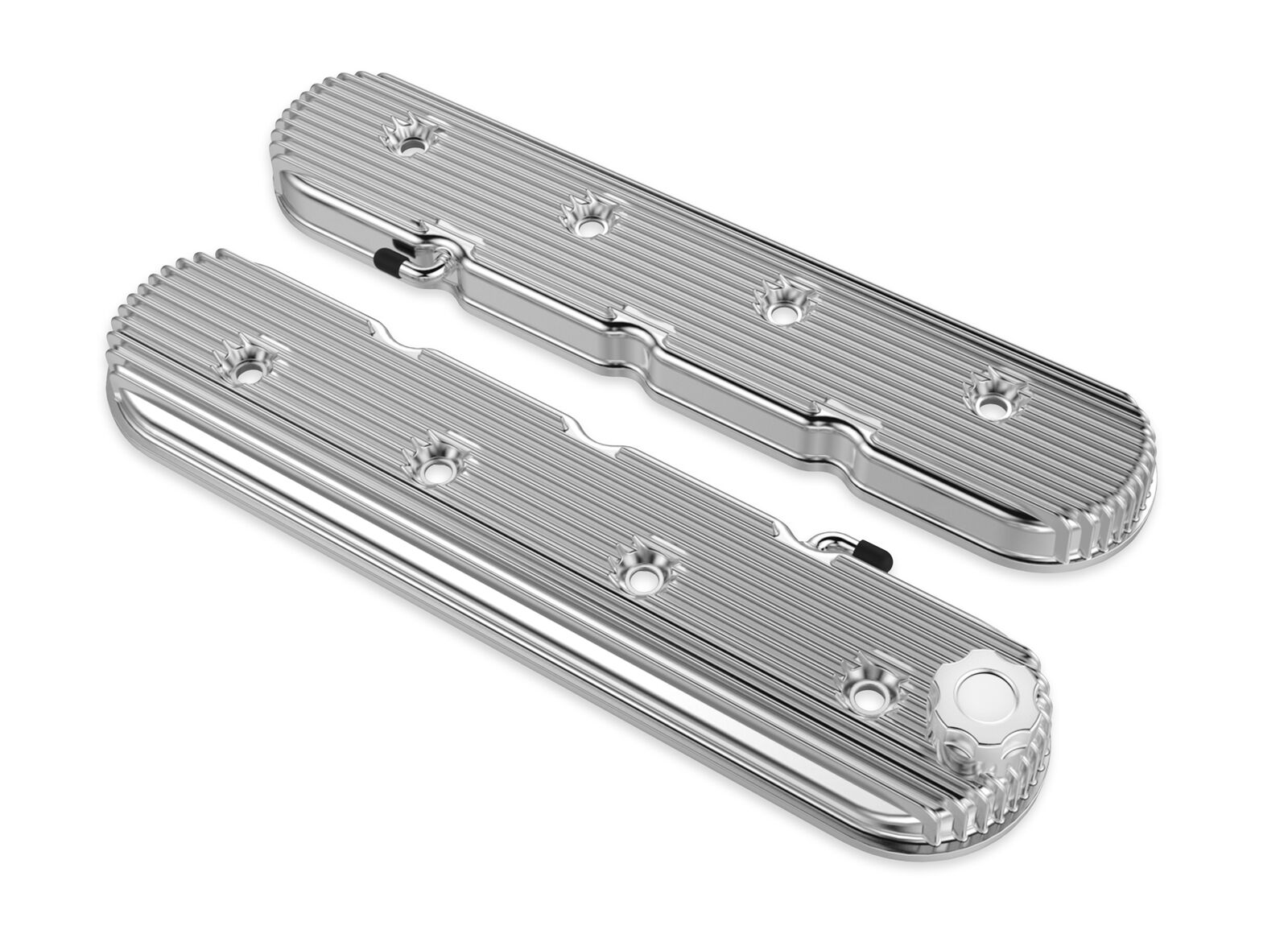 GM LS V8 Satin Finned Aluminum 2-Piece Valve Covers with Coil Mounts and Covers
