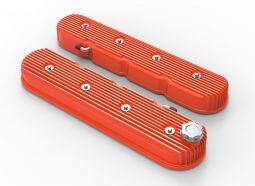 Vintage Series Tall LS Finned Valve Covers, Factory Orange Finish