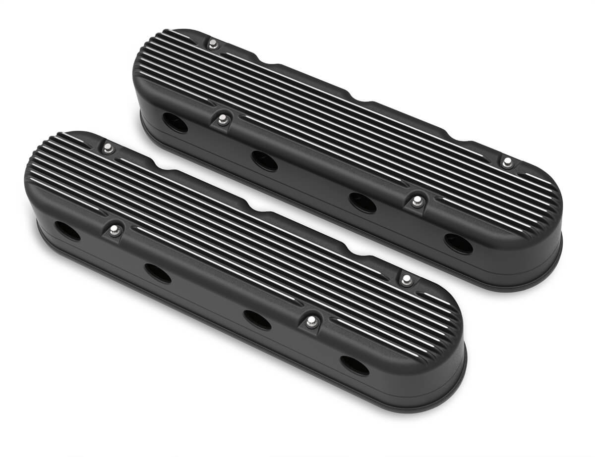 2PC LS FINNED VALVE COVERS BLACK MACHINED FINISH GM Performance Motor