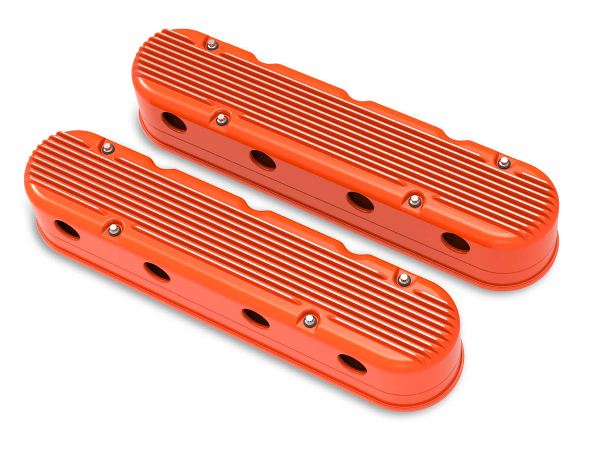 Holley 2PC LS Finned Valve Covers Natural Finish GM Performance Motor