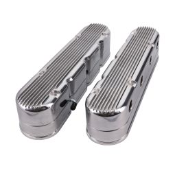 GM LS Finned Cast Aluminum Valve Covers with Coil Mounts and Covers - Polished
