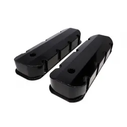 Chevy Big Block Short Bolt Fabricated Aluminum Valve Covers with Breather Holes - Blac