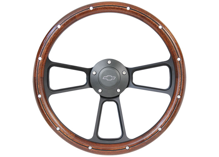 Brothers Trucks Custom Steering Wheels Black / Wood Bowtie GM